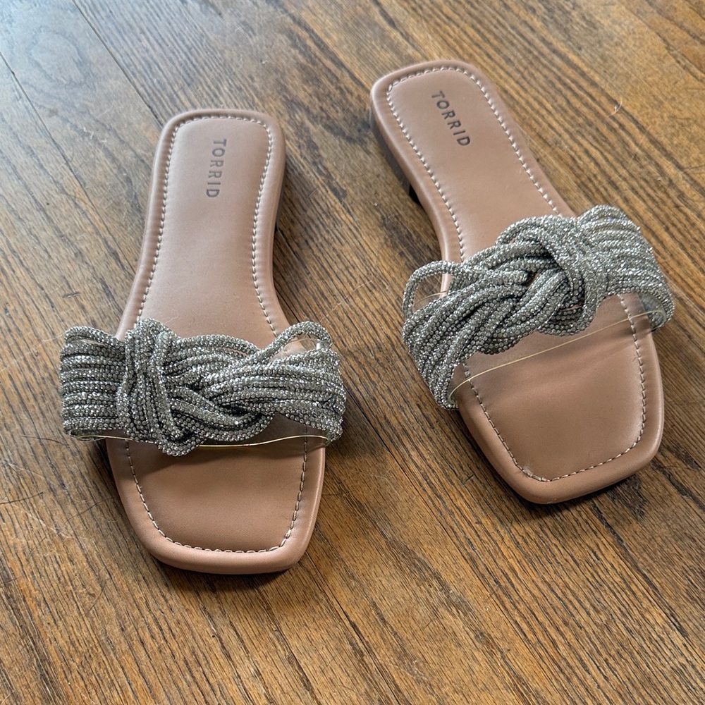 Torrid Women's Silver Beaded Slide Sandals